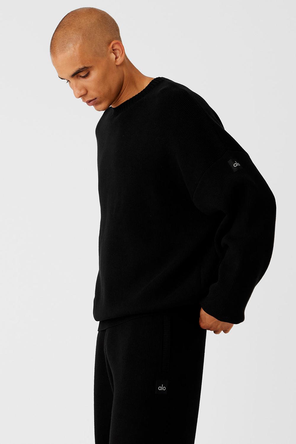 Alo Yoga Scholar Crew Neck Uomo Maglia Nere | Italia  GNW-425891