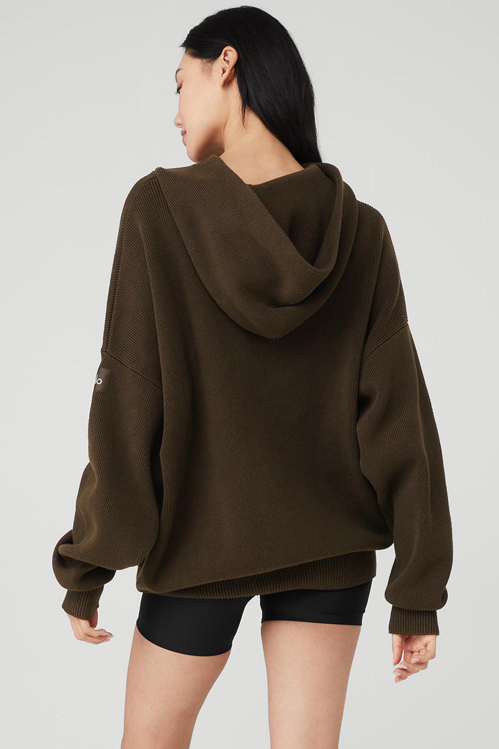 Alo Yoga Scholar Hooded Donna Maglia Espresso | Italia  DSP-240351