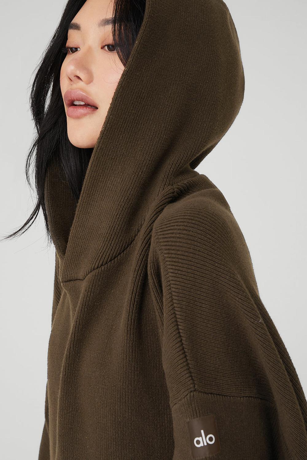Alo Yoga Scholar Hooded Donna Maglia Espresso | Italia  DSP-240351