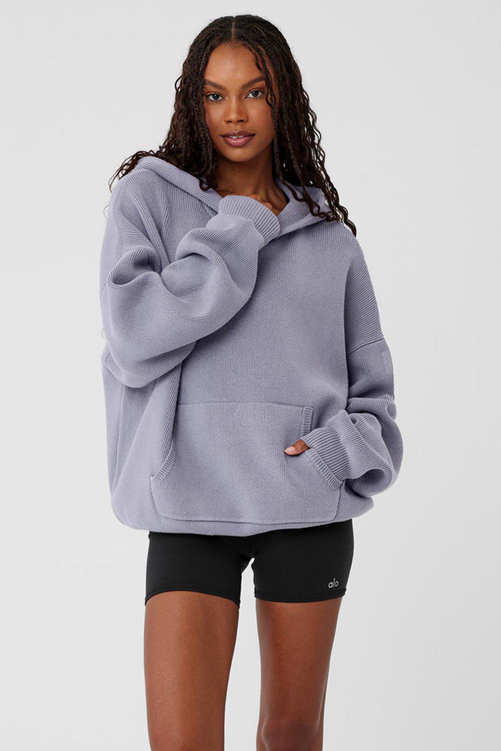 Alo Yoga Scholar Hooded Donna Maglia Fog | Italia  NXI-416597