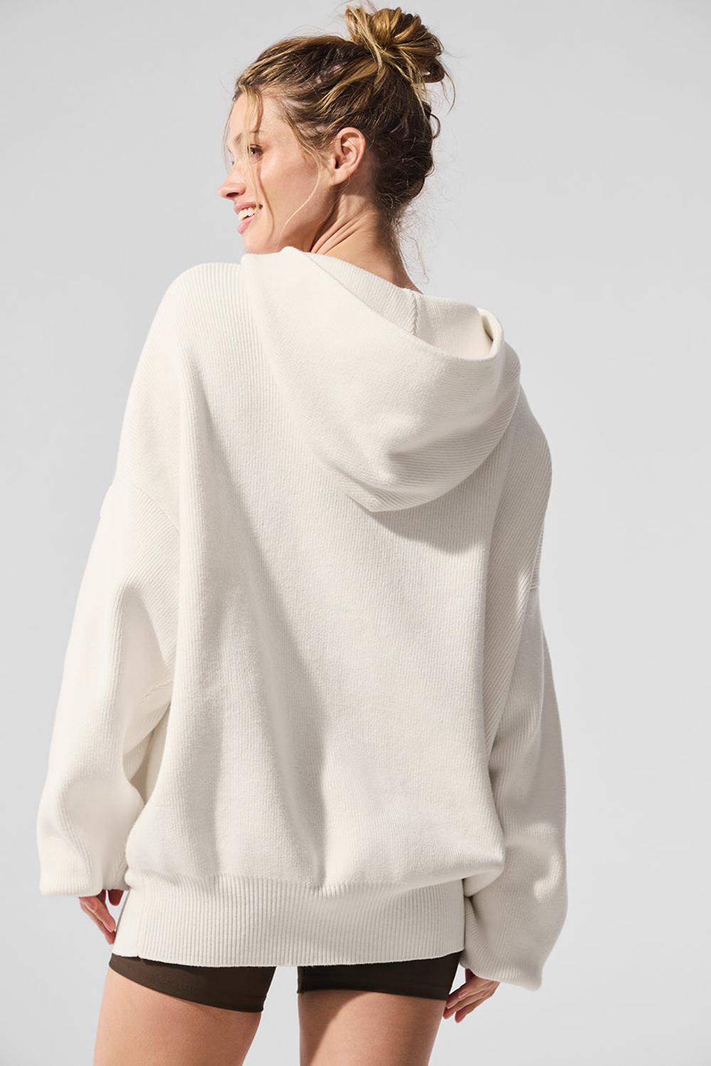 Alo Yoga Scholar Hooded Donna Maglia Ivory | Italia  RIG-649201