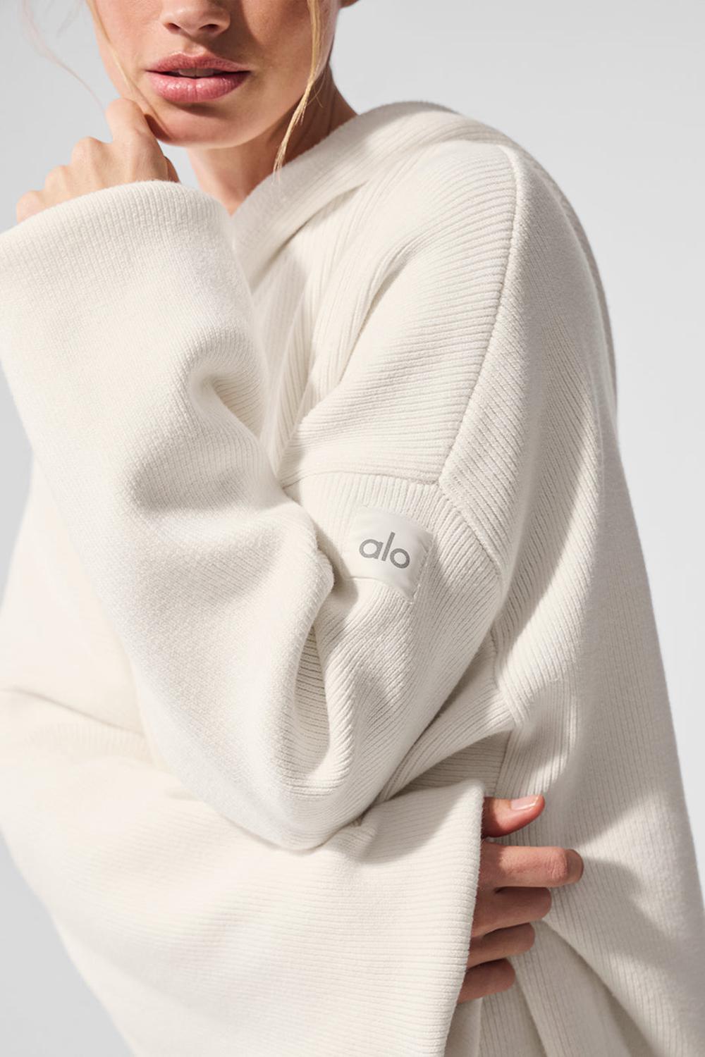 Alo Yoga Scholar Hooded Donna Maglia Ivory | Italia  RIG-649201