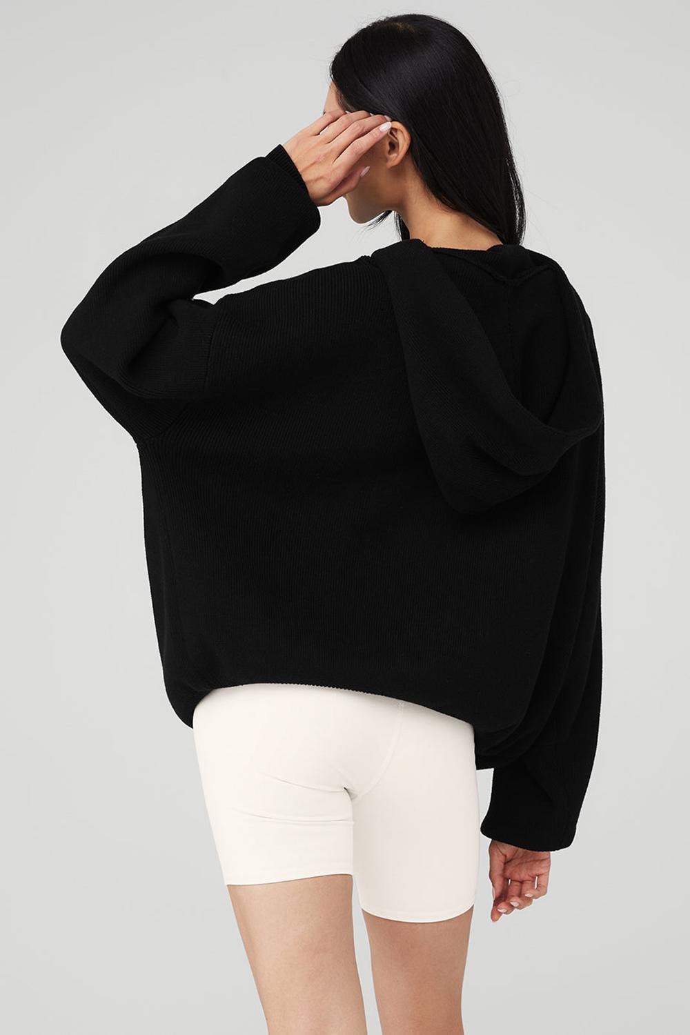Alo Yoga Scholar Hooded Donna Maglia Nere | Italia  YVC-759320