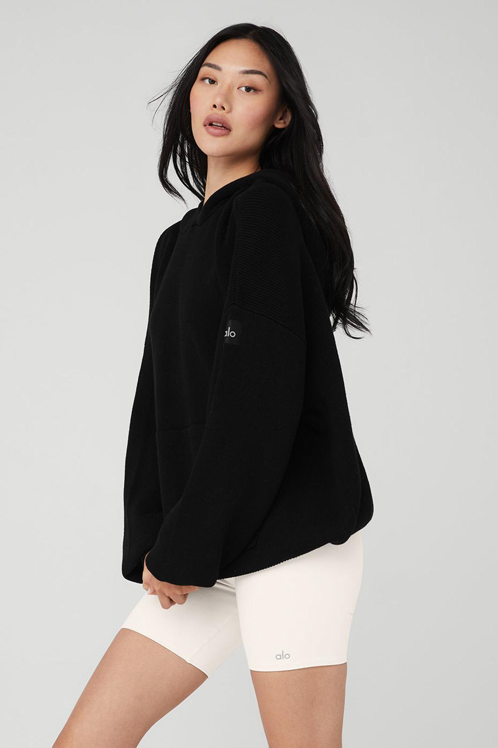 Alo Yoga Scholar Hooded Donna Maglia Nere | Italia  YVC-759320