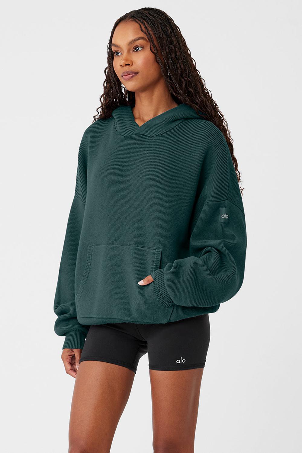 Alo Yoga Scholar Hooded Donna Maglia Verdi | Italia  KSX-518392