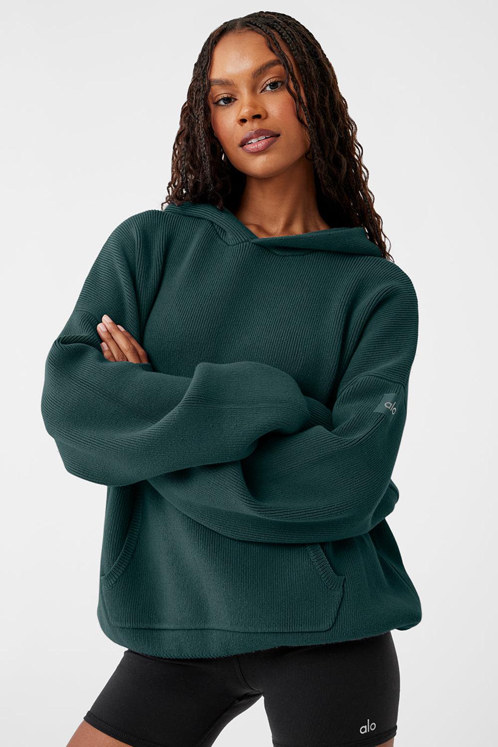 Alo Yoga Scholar Hooded Donna Maglia Verdi | Italia  KSX-518392