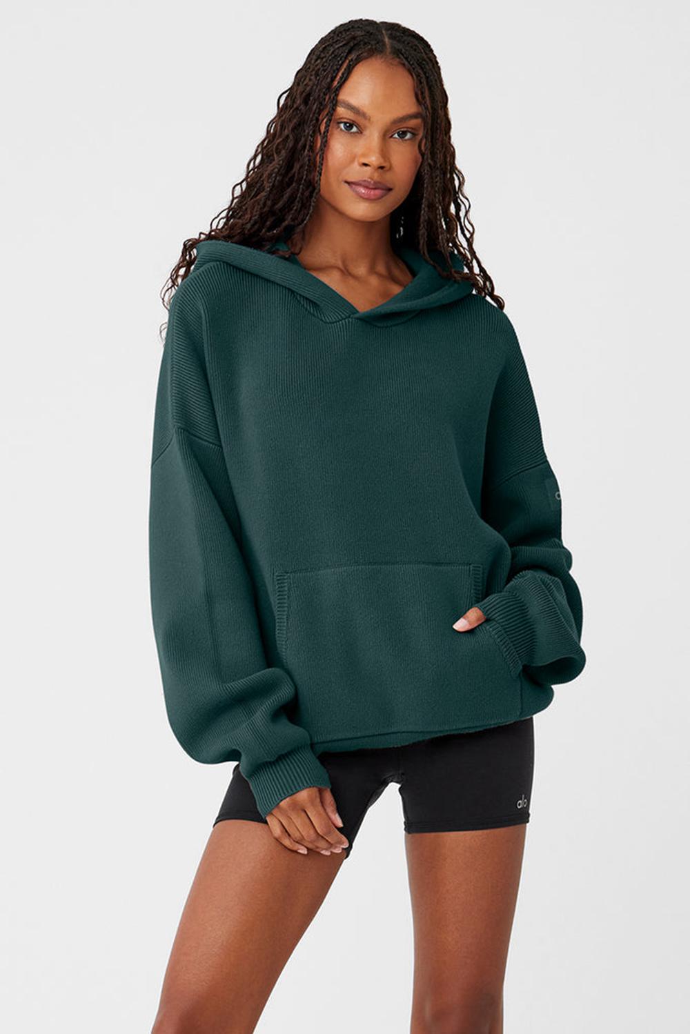 Alo Yoga Scholar Hooded Donna Maglia Verdi | Italia  KSX-518392