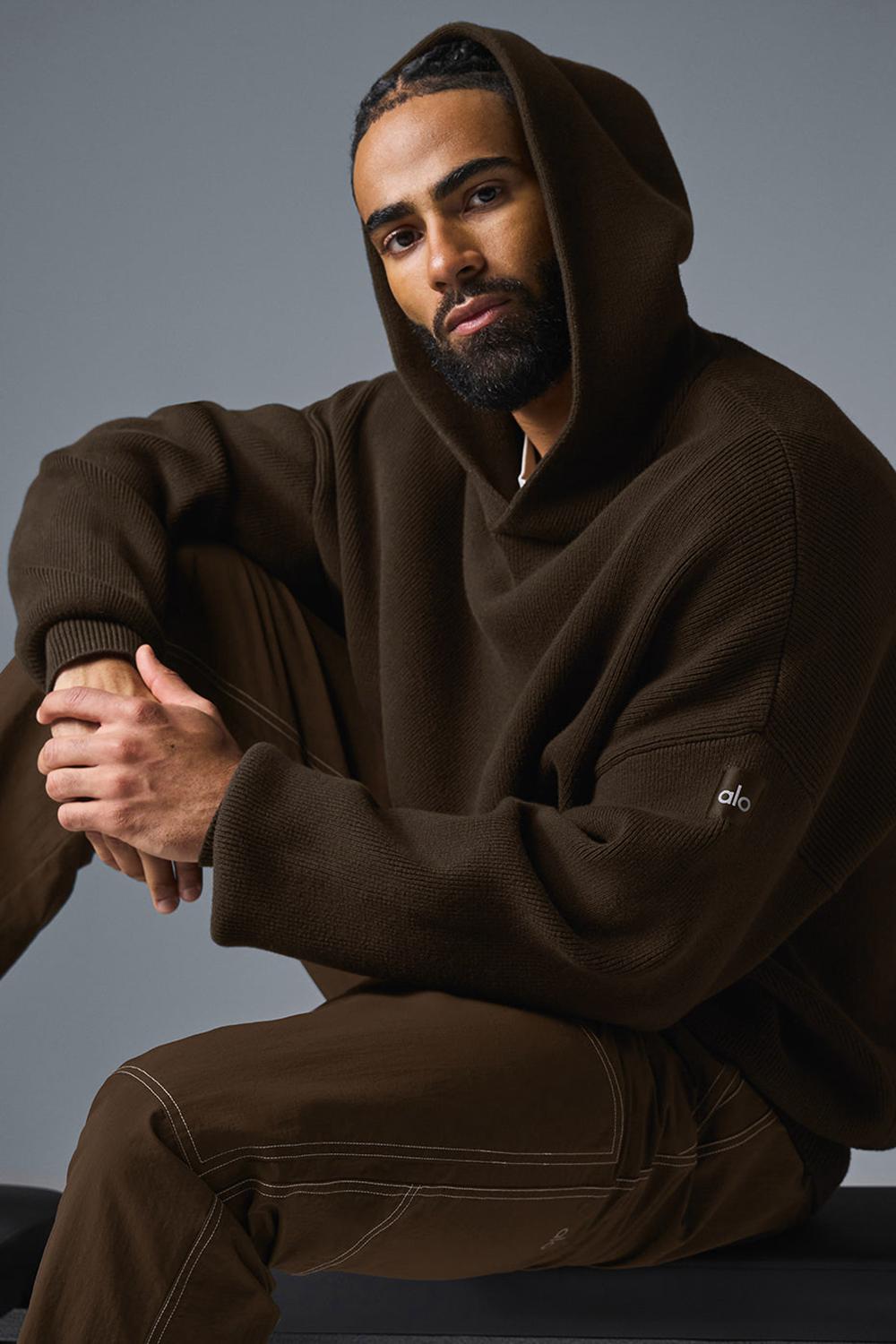 Alo Yoga Scholar Hooded Uomo Maglia Espresso | Italia  NLZ-981326