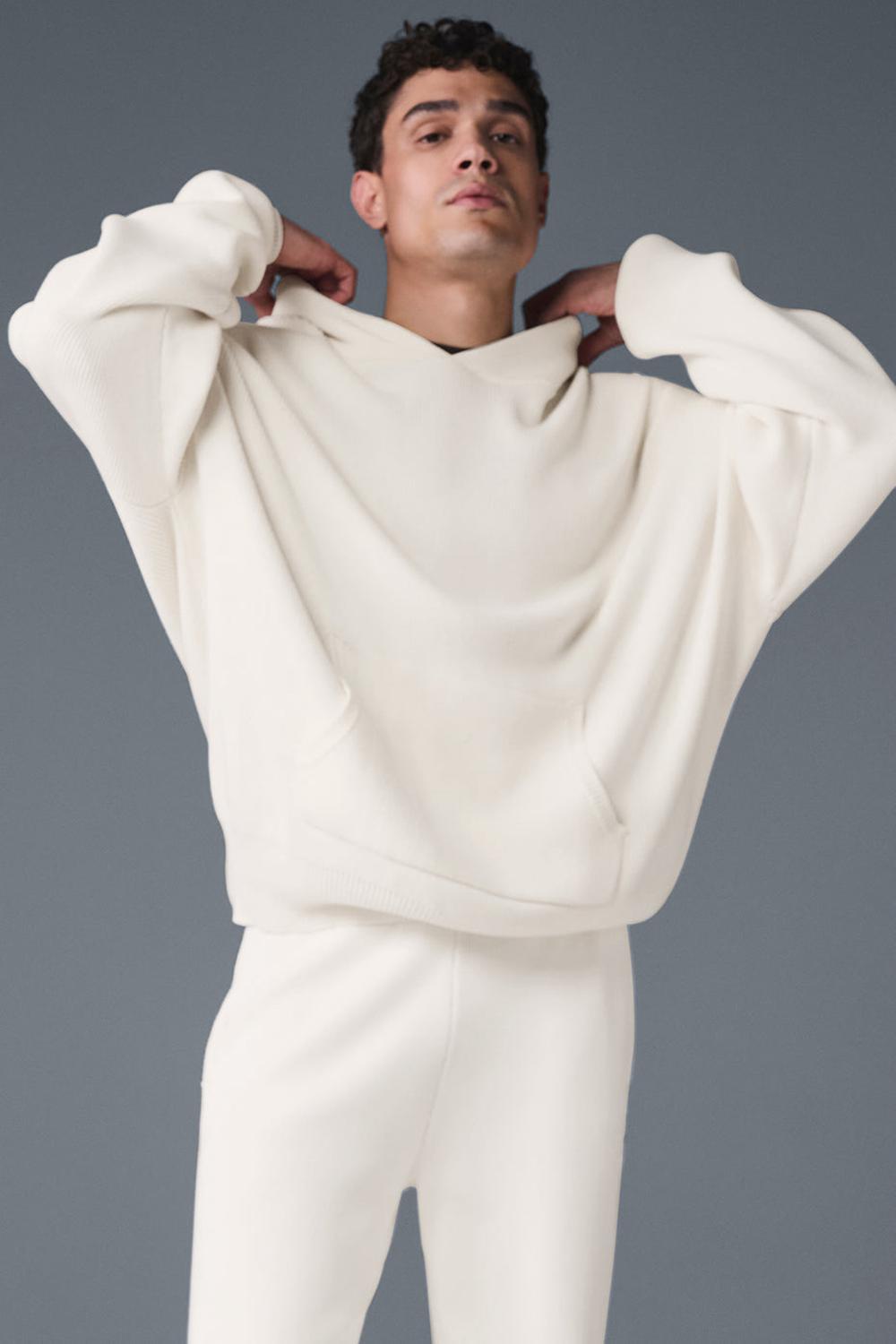 Alo Yoga Scholar Hooded Uomo Maglia Ivory | Italia  YXA-170859