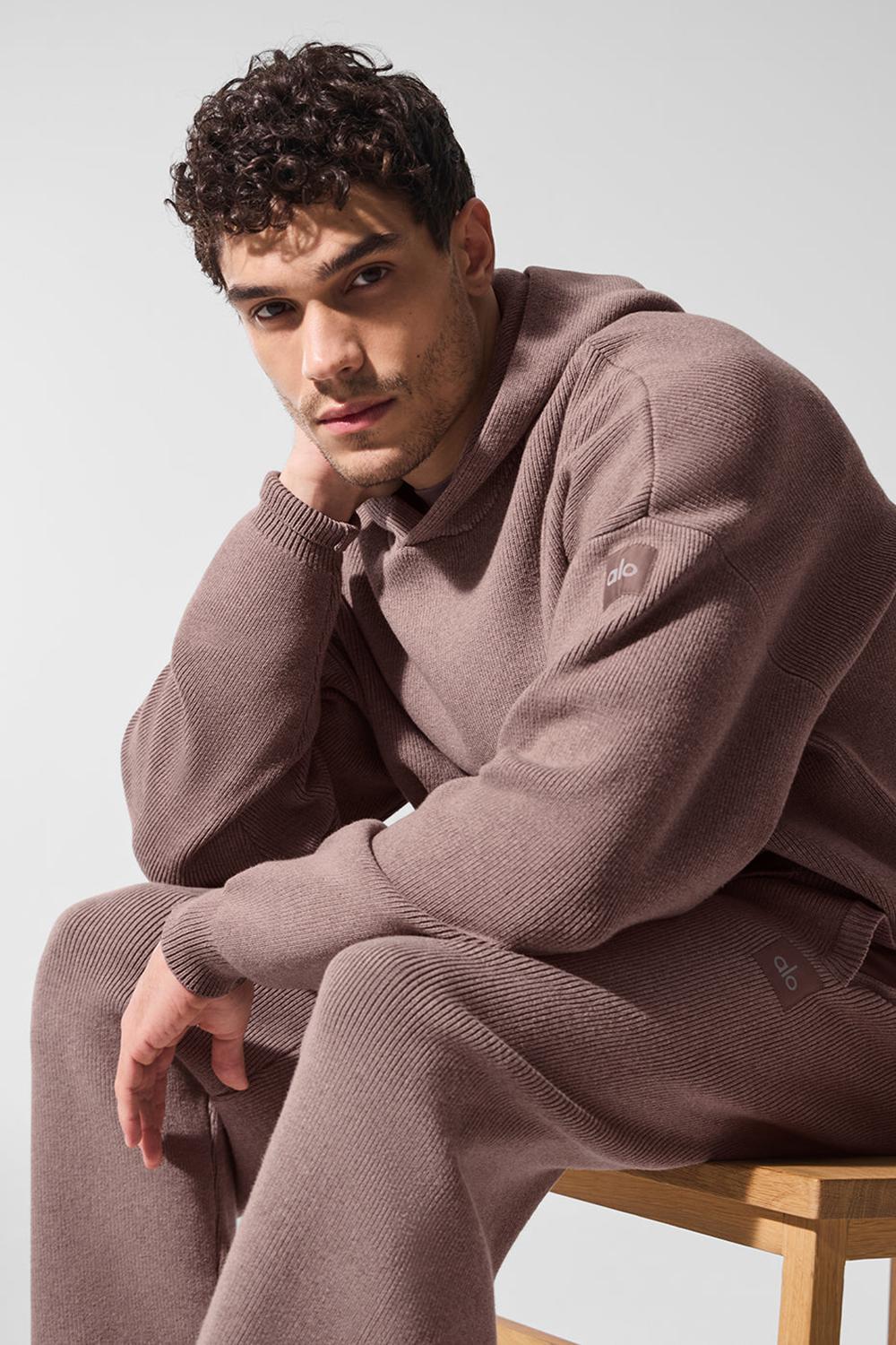 Alo Yoga Scholar Hooded Uomo Maglia Mushroom Heather | Italia  FZM-084912