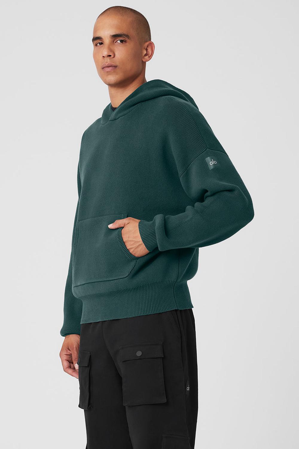Alo Yoga Scholar Hooded Uomo Maglia Verdi | Italia  YPV-751839