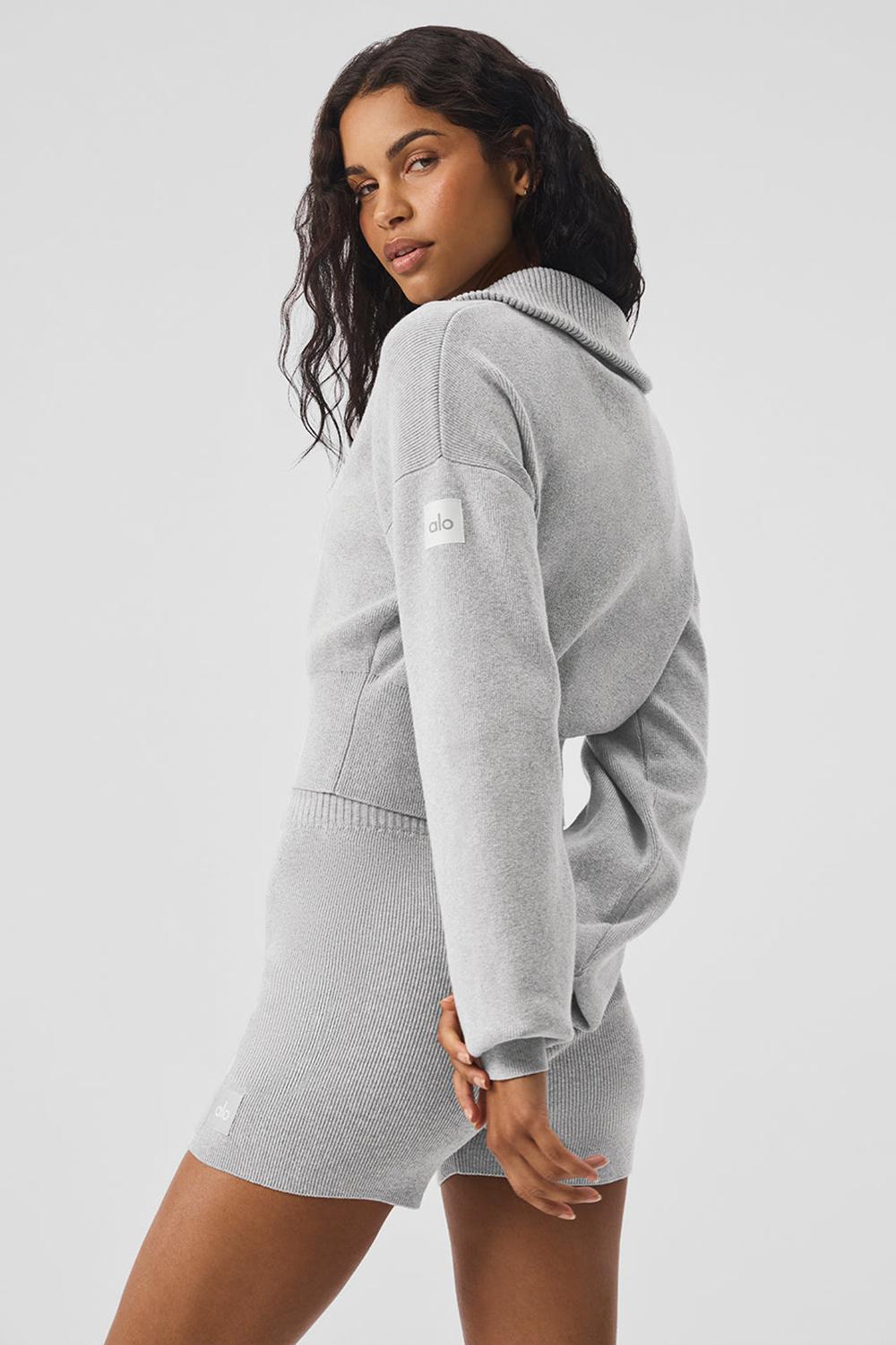 Alo Yoga Scholar Knit Cropped Full Zip Donna Giacca Grigie | Italia  NCX-062584