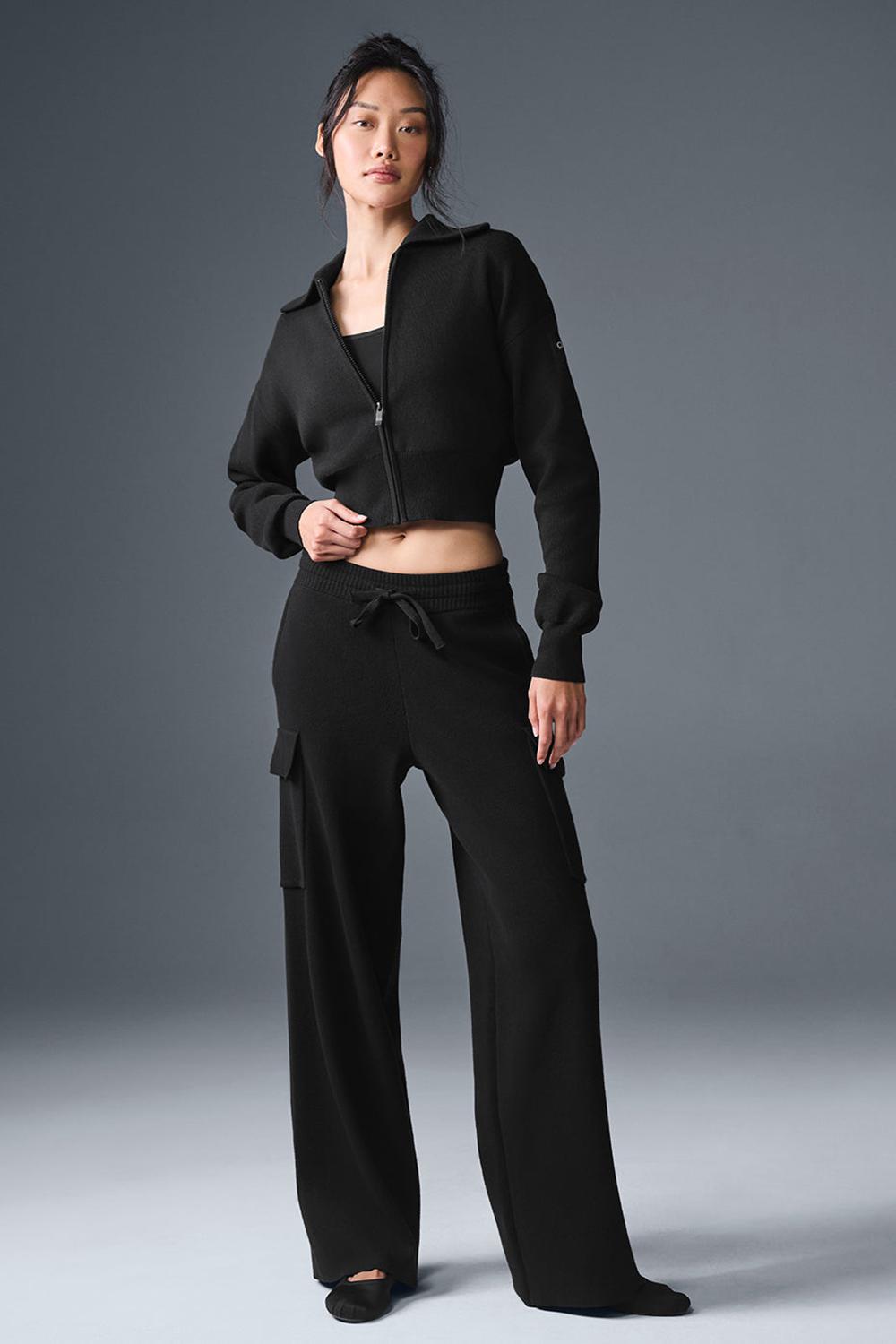 Alo Yoga Scholar Knit High-Waist Cargo Donna Pant Nere | Italia  WCM-347251