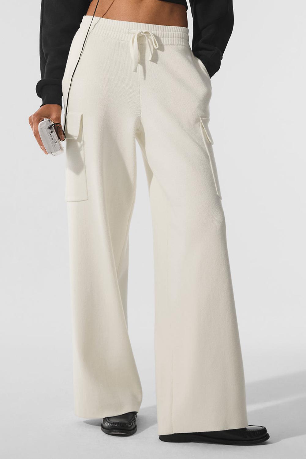 Alo Yoga Scholar Knit High-Waist Cargo Donna Pant Ivory | Italia  PQB-642105