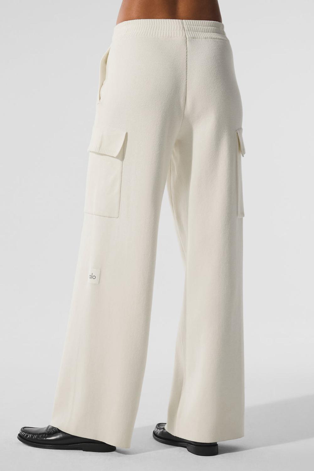Alo Yoga Scholar Knit High-Waist Cargo Donna Pant Ivory | Italia  PQB-642105