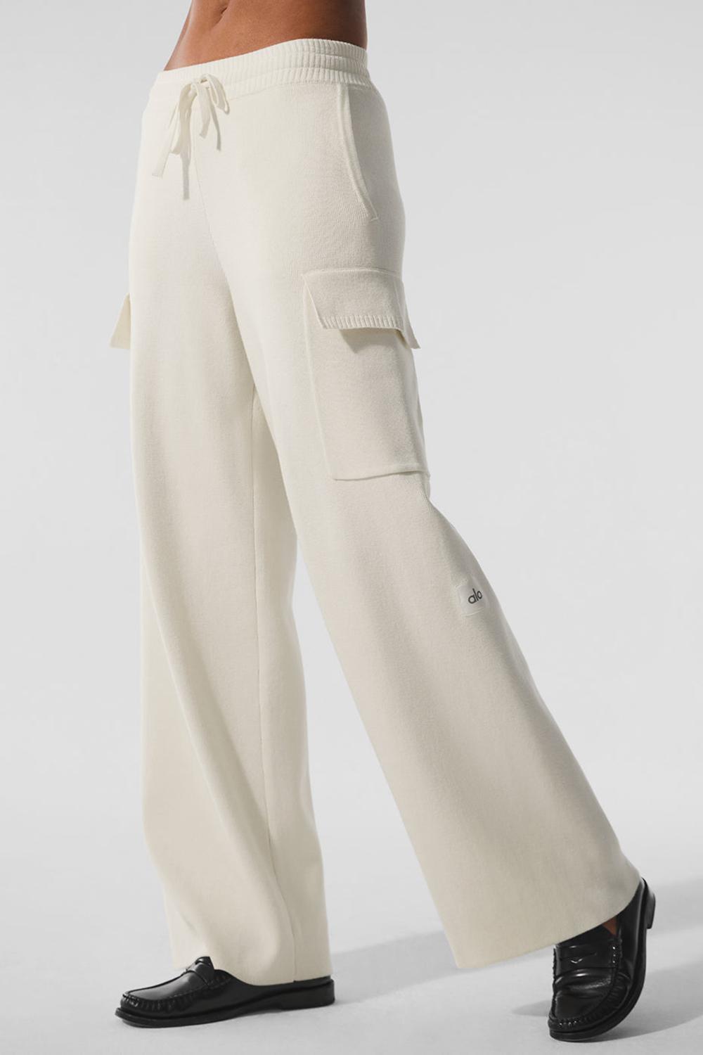 Alo Yoga Scholar Knit High-Waist Cargo Donna Pant Ivory | Italia  PQB-642105