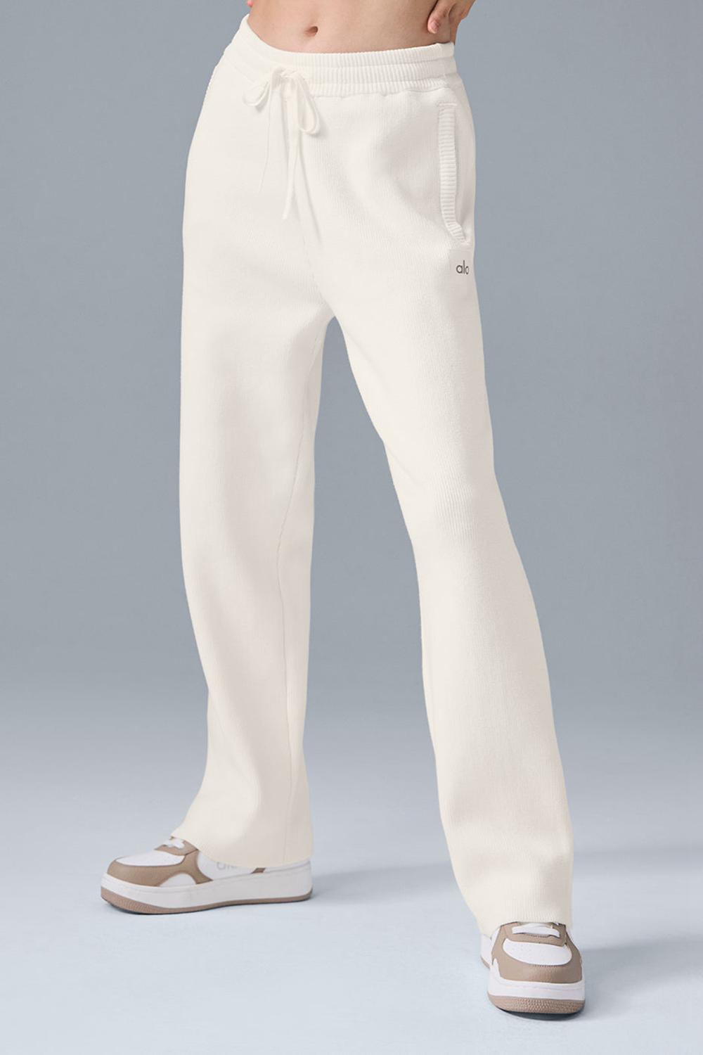 Alo Yoga Scholar Straight Leg Donna Sweatpant Ivory | Italia  RPS-890372