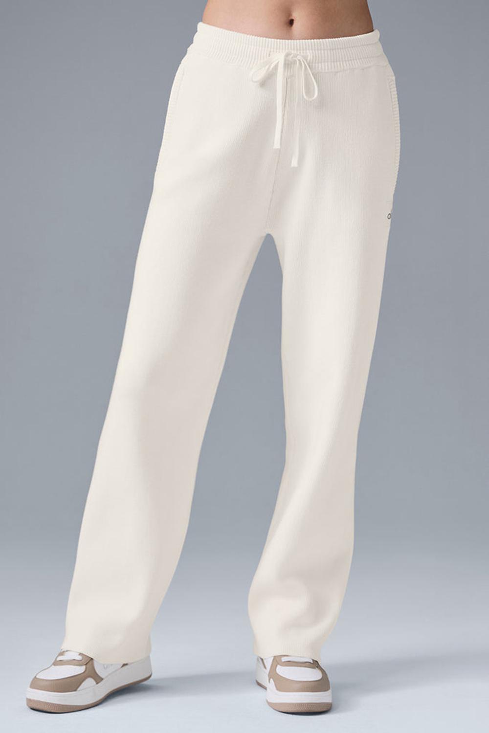 Alo Yoga Scholar Straight Leg Donna Sweatpant Ivory | Italia  RPS-890372