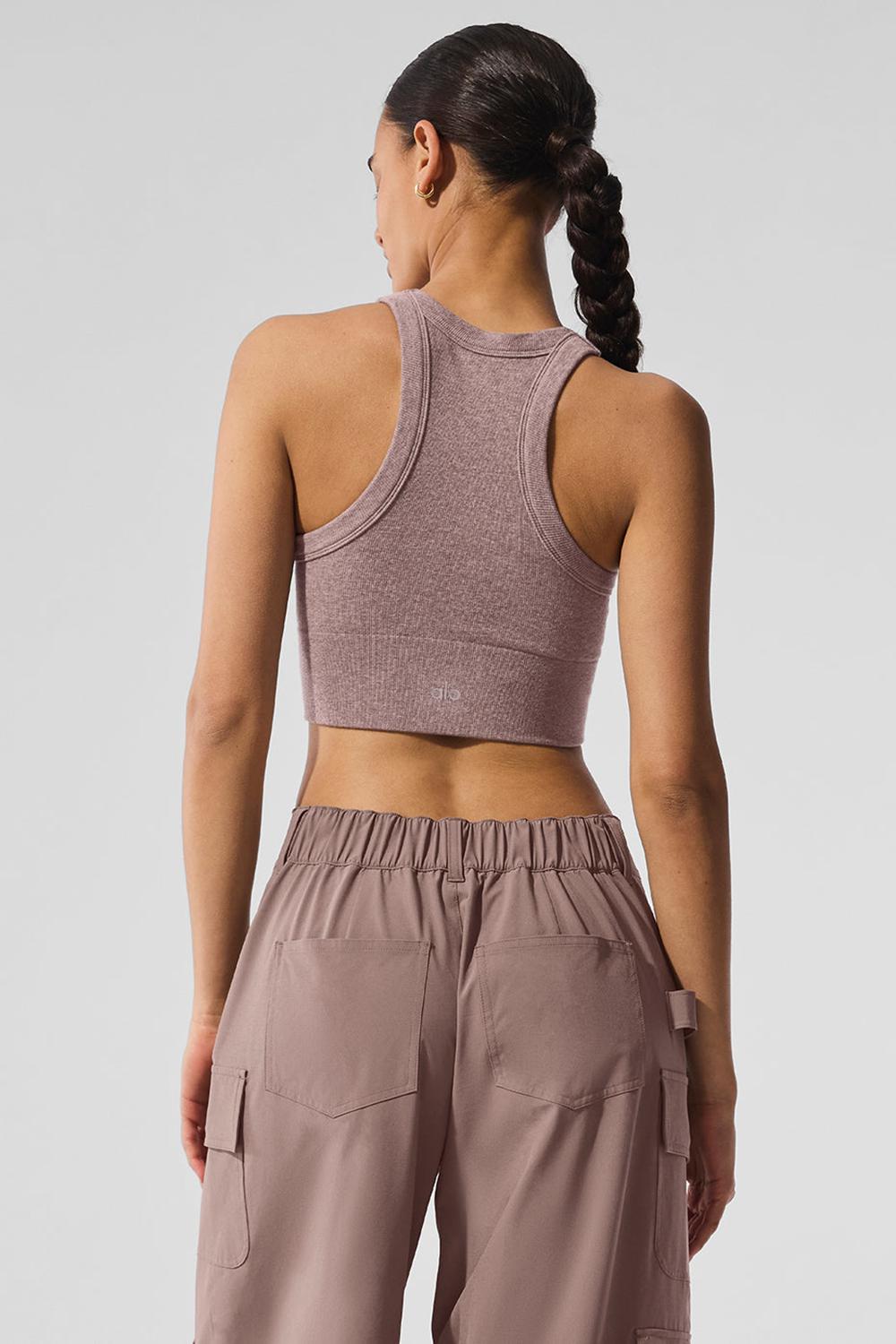 Alo Yoga Seamless Delight High Neck Donna Reggiseno Mushroom Heather | Italia  BJI-024653