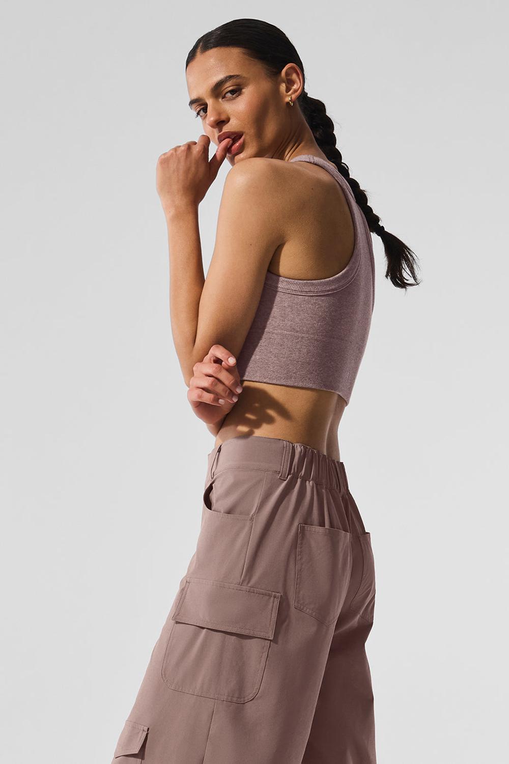 Alo Yoga Seamless Delight High Neck Donna Reggiseno Mushroom Heather | Italia  BJI-024653