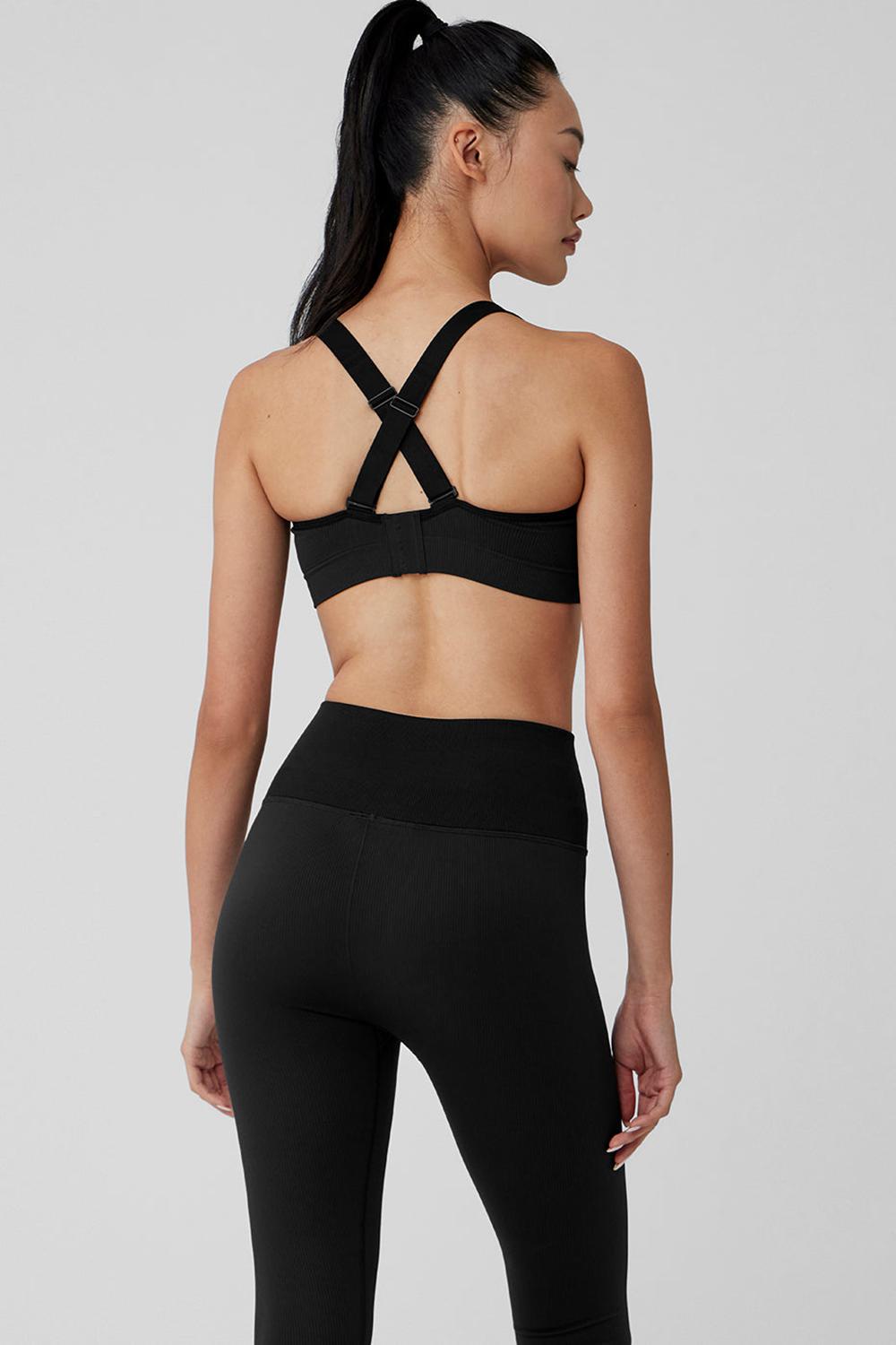 Alo Yoga Seamless Ribbed Favorite Donna Reggiseno Nere | Italia  BYF-518647