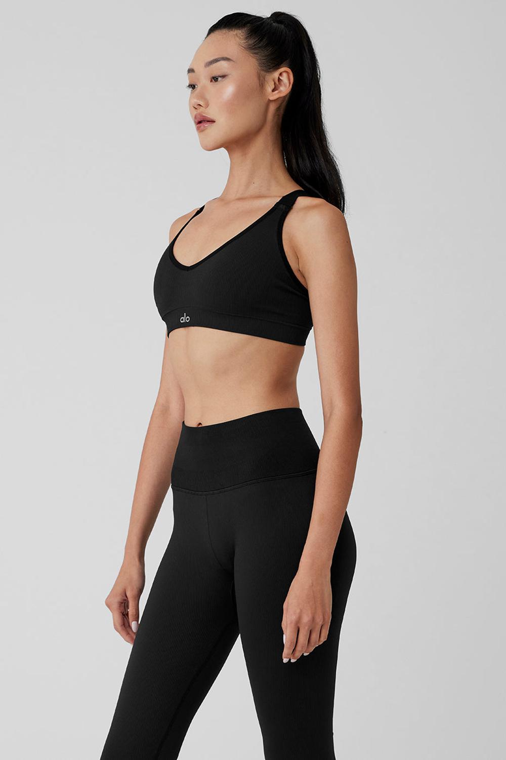Alo Yoga Seamless Ribbed Favorite Donna Reggiseno Nere | Italia  BYF-518647