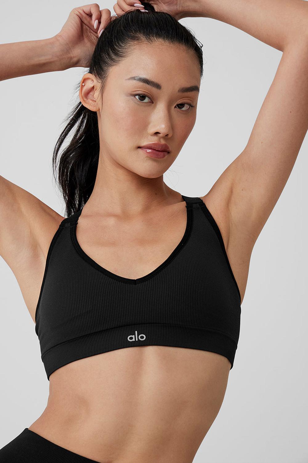 Alo Yoga Seamless Ribbed Favorite Donna Reggiseno Nere | Italia  BYF-518647