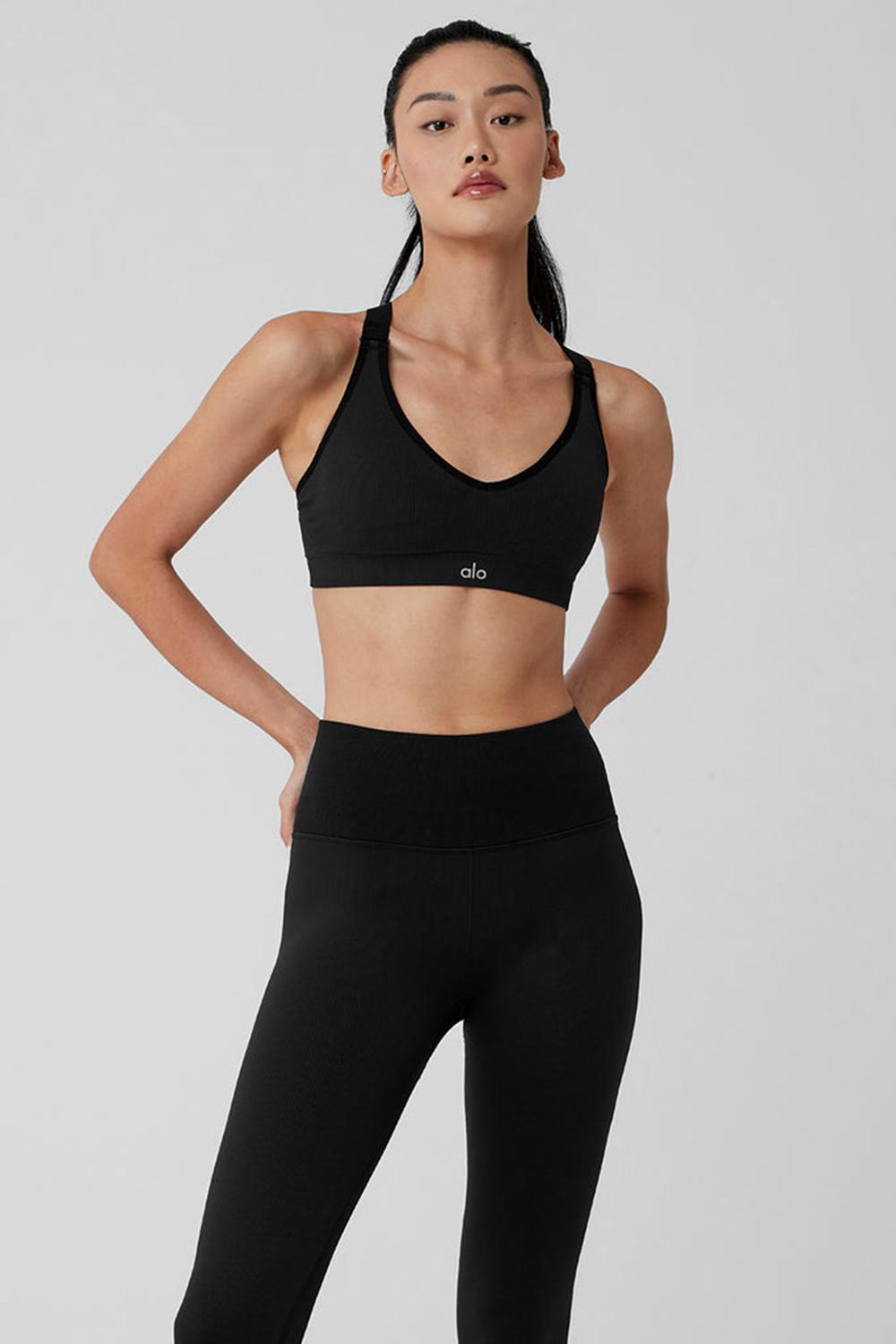 Alo Yoga Seamless Ribbed Favorite Donna Reggiseno Nere | Italia  BYF-518647