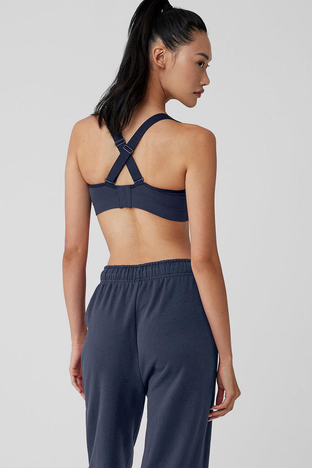 Alo Yoga Seamless Ribbed Favorite Donna Reggiseno Blu Marino | Italia  OWV-798156