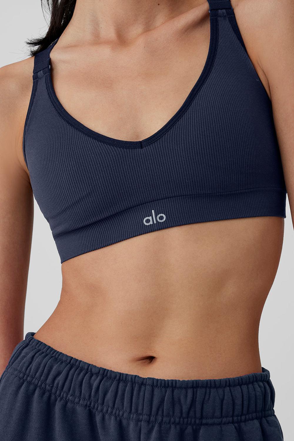 Alo Yoga Seamless Ribbed Favorite Donna Reggiseno Blu Marino | Italia  OWV-798156