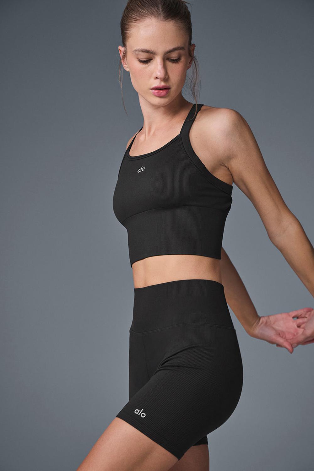 Alo Yoga Seamless Ribbed Favorite Donna Bra Tank Nere | Italia  RMI-132945