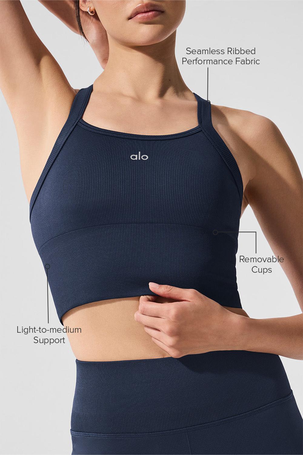 Alo Yoga Seamless Ribbed Favorite Donna Bra Tank Blu Marino | Italia  FNO-587169
