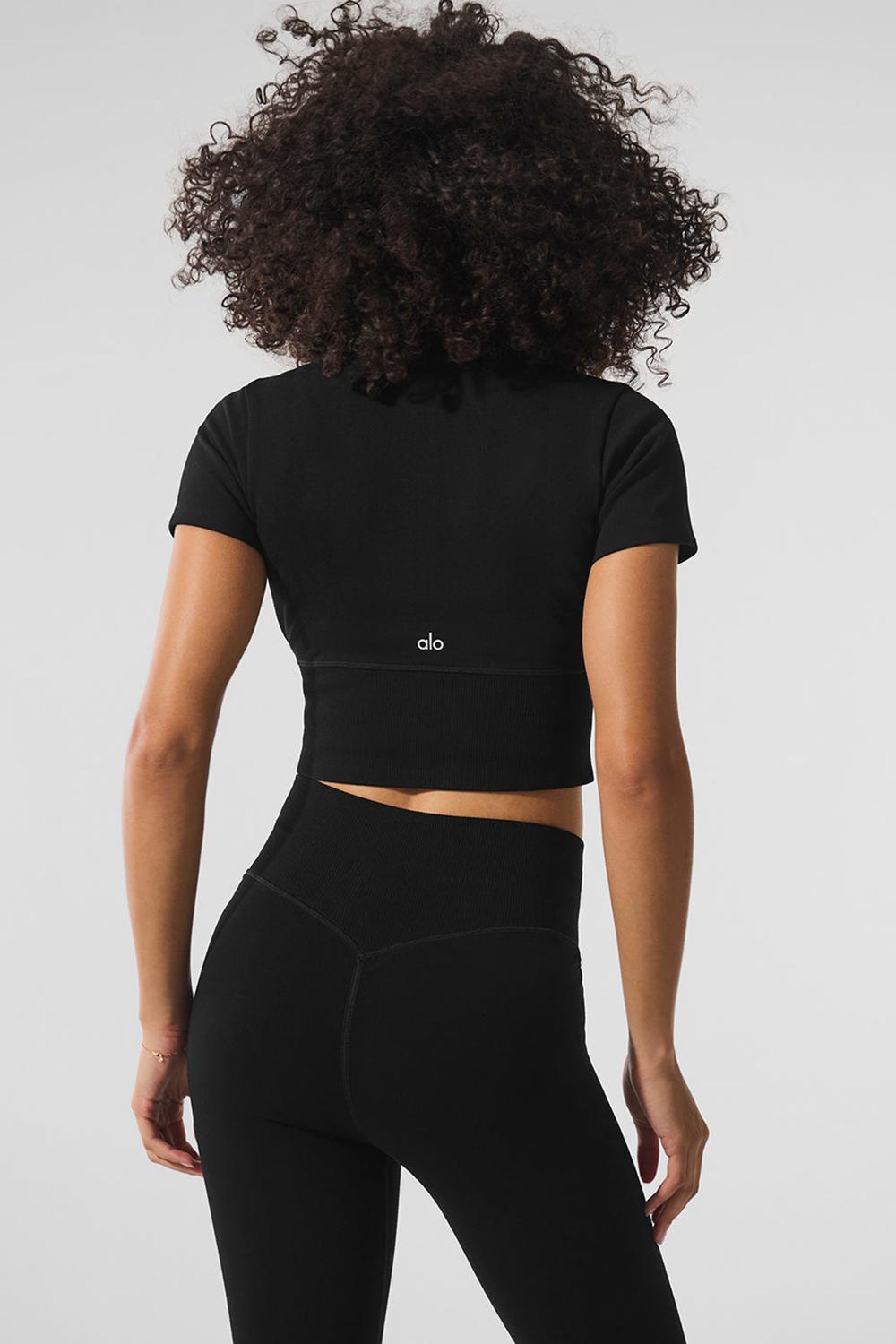 Alo Yoga Seamless Winter Warm Plush Cropped Donna Short Sleeve Nere | Italia  RWV-732148