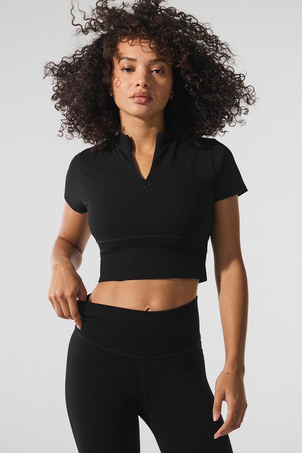 Alo Yoga Seamless Winter Warm Plush Cropped Donna Short Sleeve Nere | Italia  RWV-732148