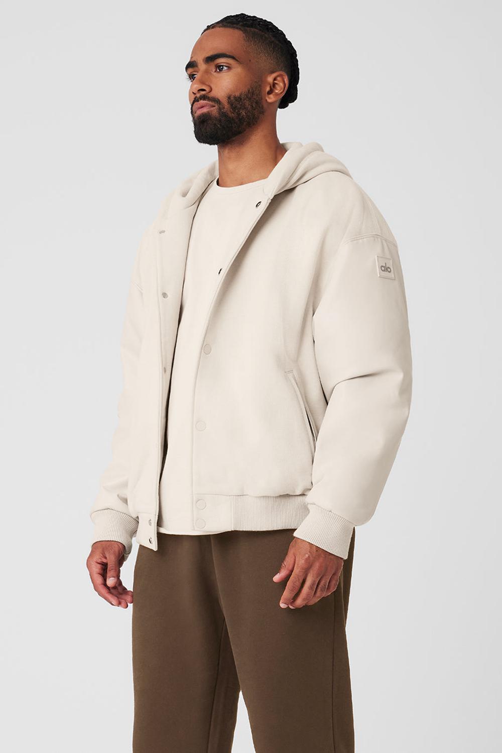 Alo Yoga Select Hooded Bomber Uomo Giacca Bone | Italia  KLI-273861