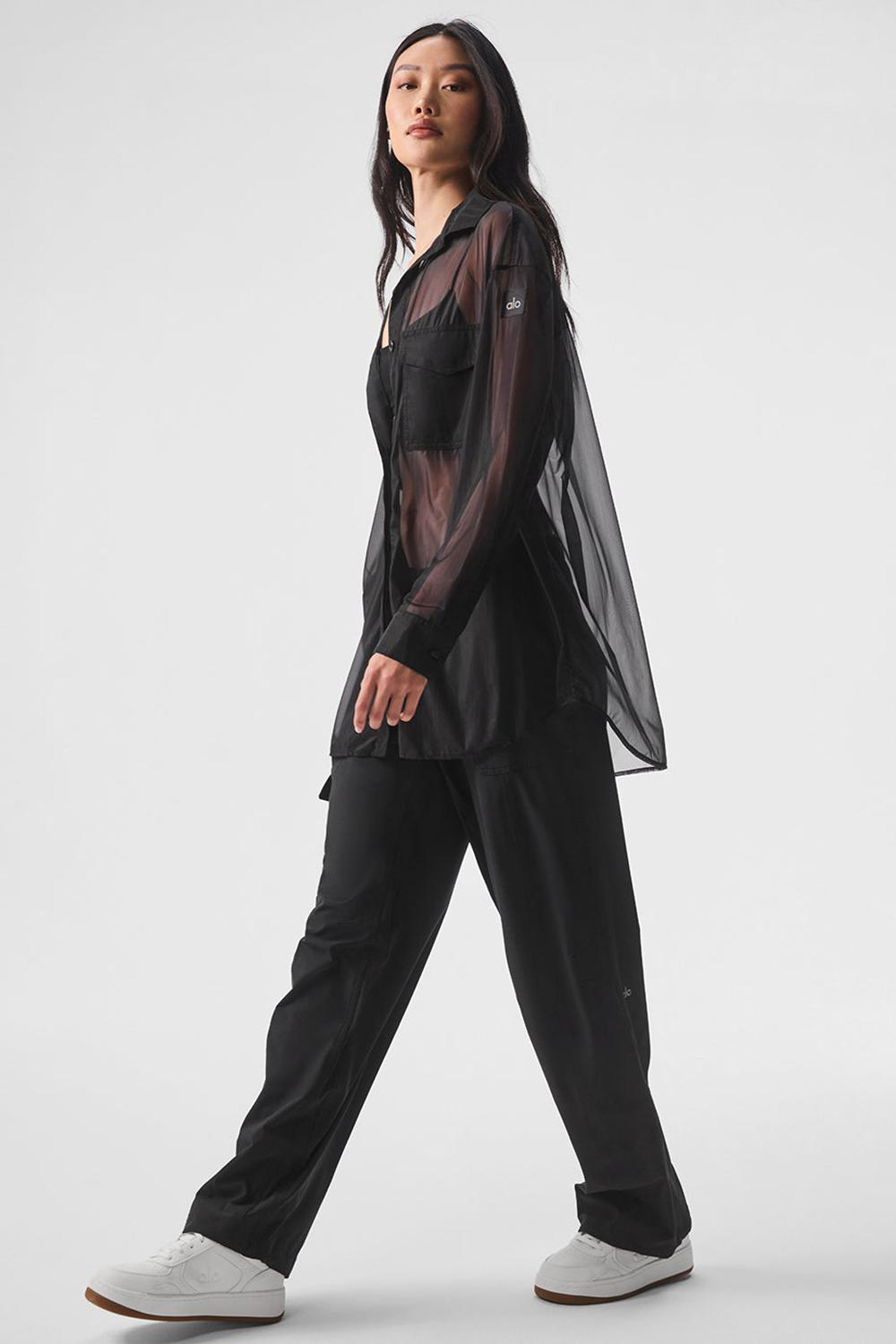 Alo Yoga Sheer Effusion Button Down Donna Maniche Lunghe Nere | Italia  QSB-257948