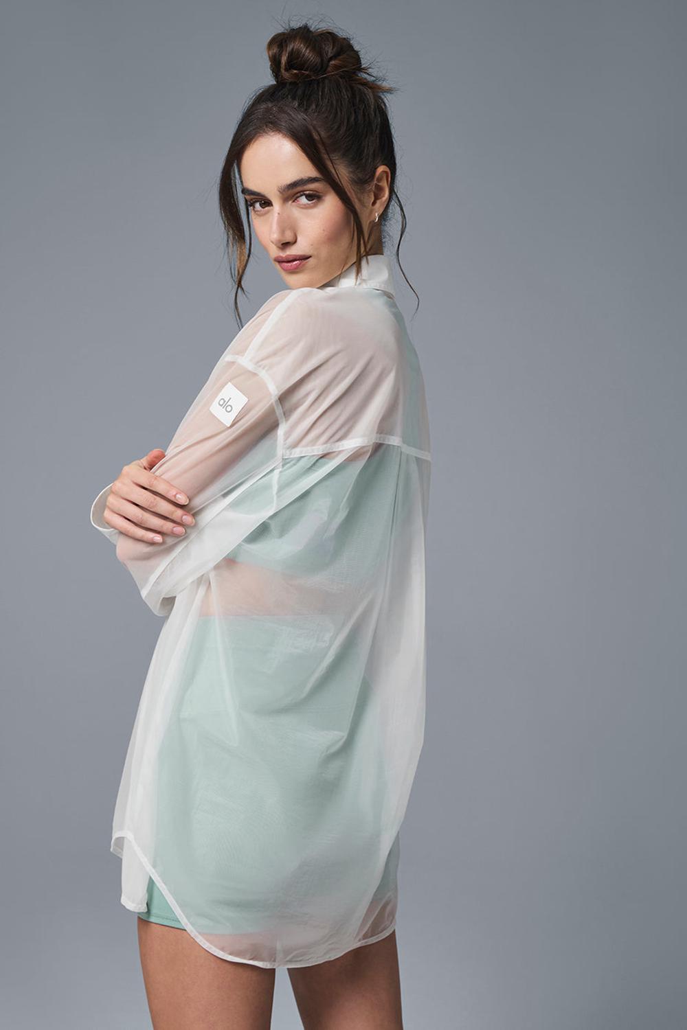 Alo Yoga Sheer Effusion Button Down Donna Maniche Lunghe Bianche | Italia  HNT-971540