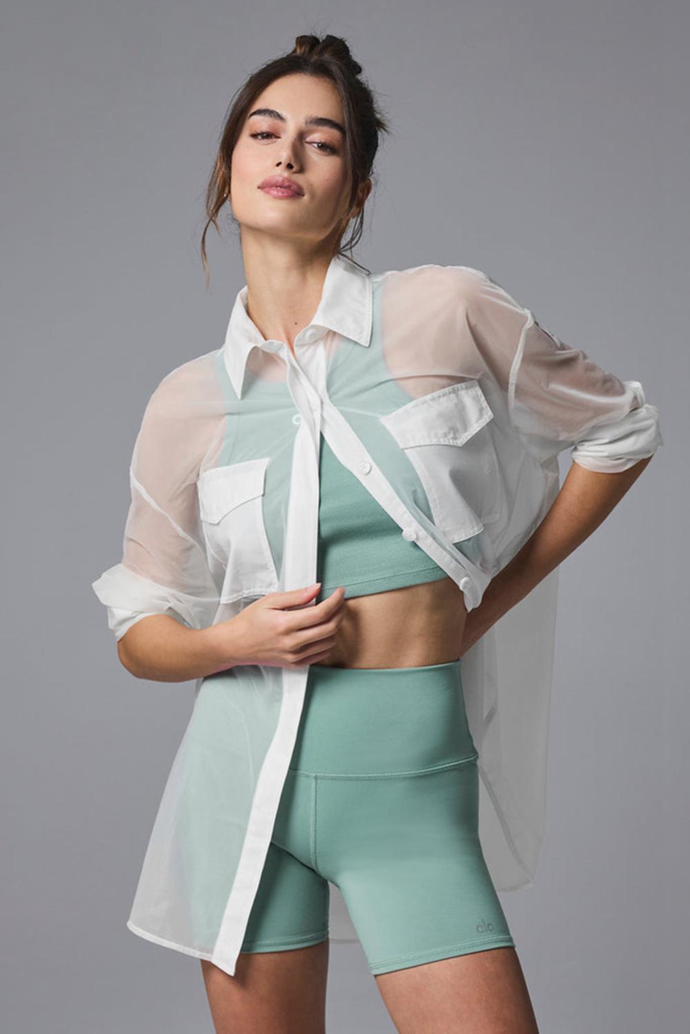 Alo Yoga Sheer Effusion Button Down Donna Maniche Lunghe Bianche | Italia  HNT-971540