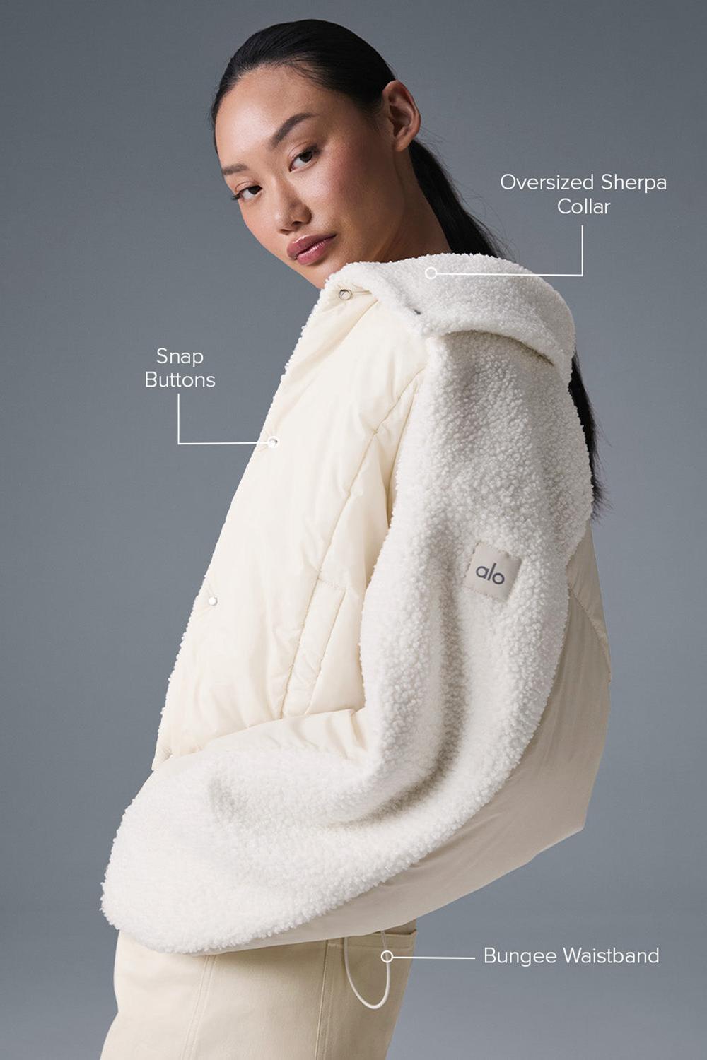 Alo Yoga Sherpa Cozy Escape Donna Giacca Puffer Ivory / Ivory | Italia  ZML-251830