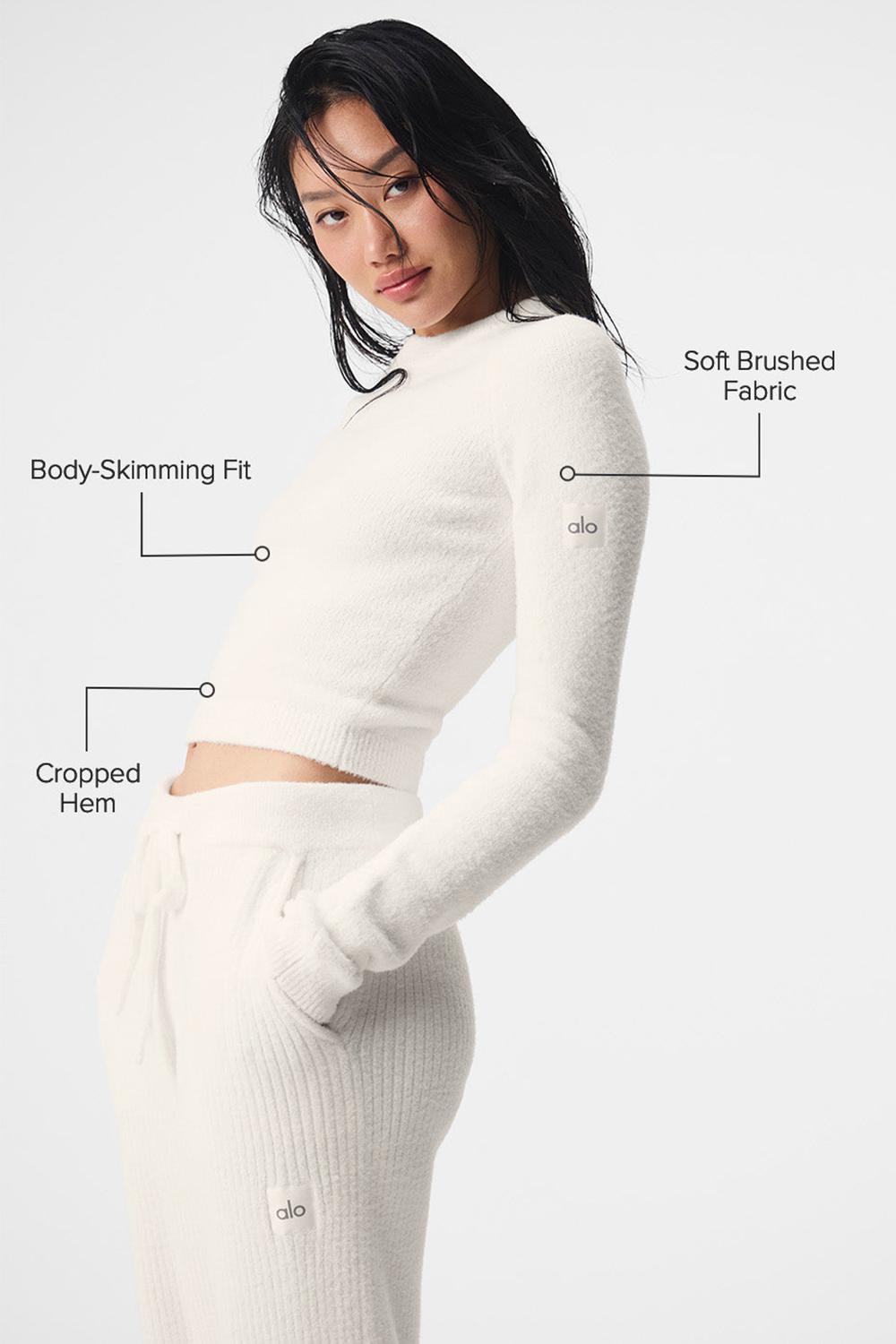 Alo Yoga Snuggle Up Donna Maniche Lunghe Ivory | Italia  JDU-395861