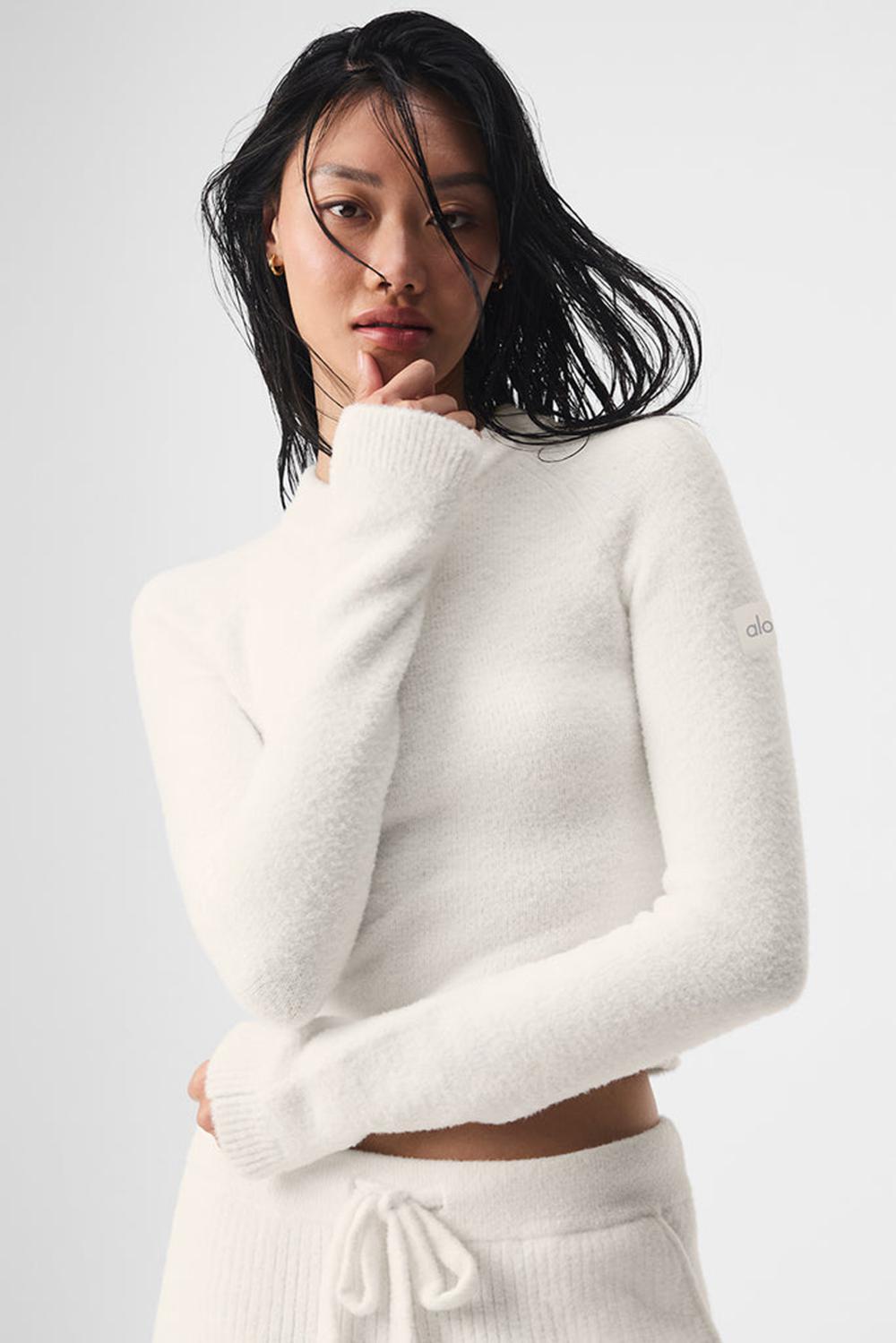 Alo Yoga Snuggle Up Donna Maniche Lunghe Ivory | Italia  JDU-395861