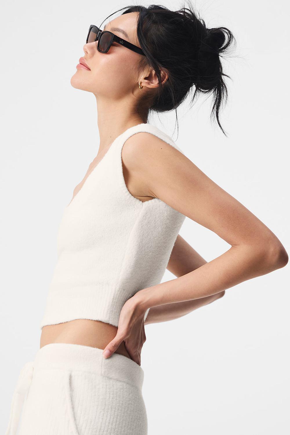 Alo Yoga Snuggle Up Donna Short Sleeve Ivory | Italia  NQO-248796