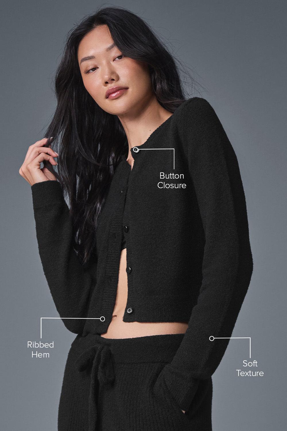 Alo Yoga Snuggle Up Sweater Cropped Donna Cardigan Nere | Italia  ZMT-068145