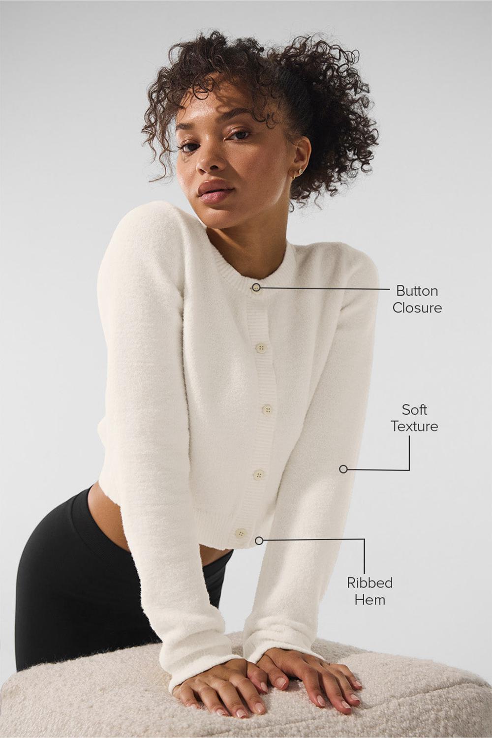 Alo Yoga Snuggle Up Sweater Cropped Donna Cardigan Ivory | Italia  LVR-018475