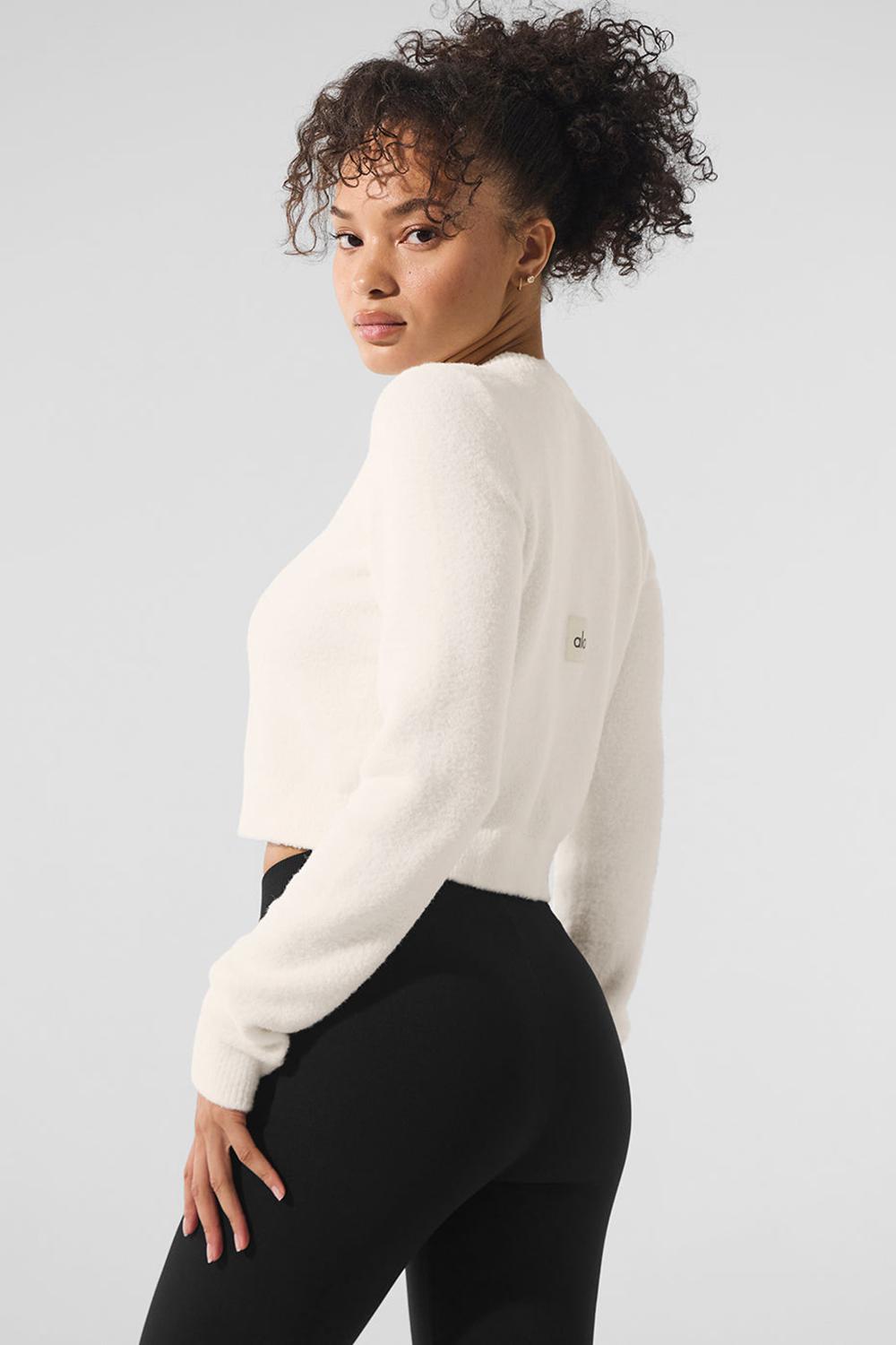 Alo Yoga Snuggle Up Sweater Cropped Donna Cardigan Ivory | Italia  LVR-018475