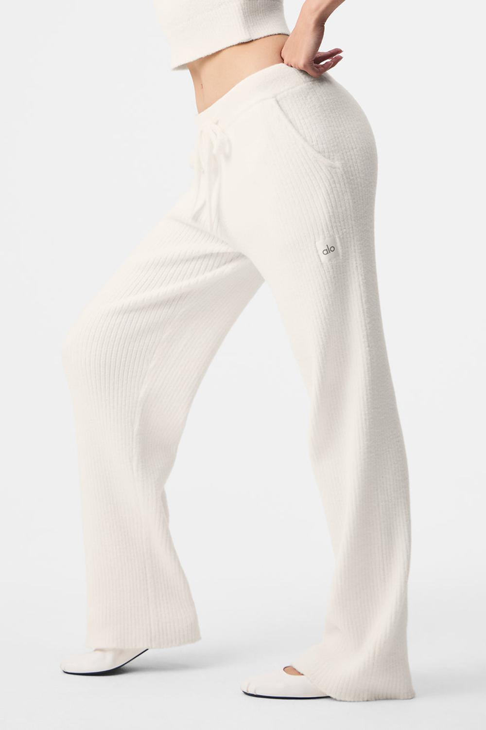 Alo Yoga Snuggle Up Sweater High-Waist Wide Leg Donna Pant Ivory | Italia  OLU-503726