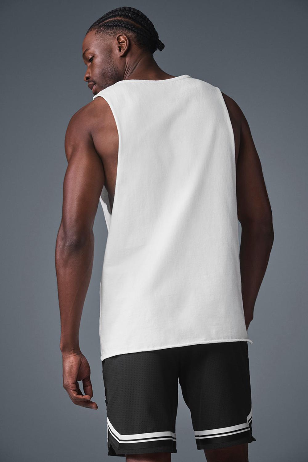 Alo Yoga Society Raw Edge Uomo Tank Bianche | Italia  SBM-153086