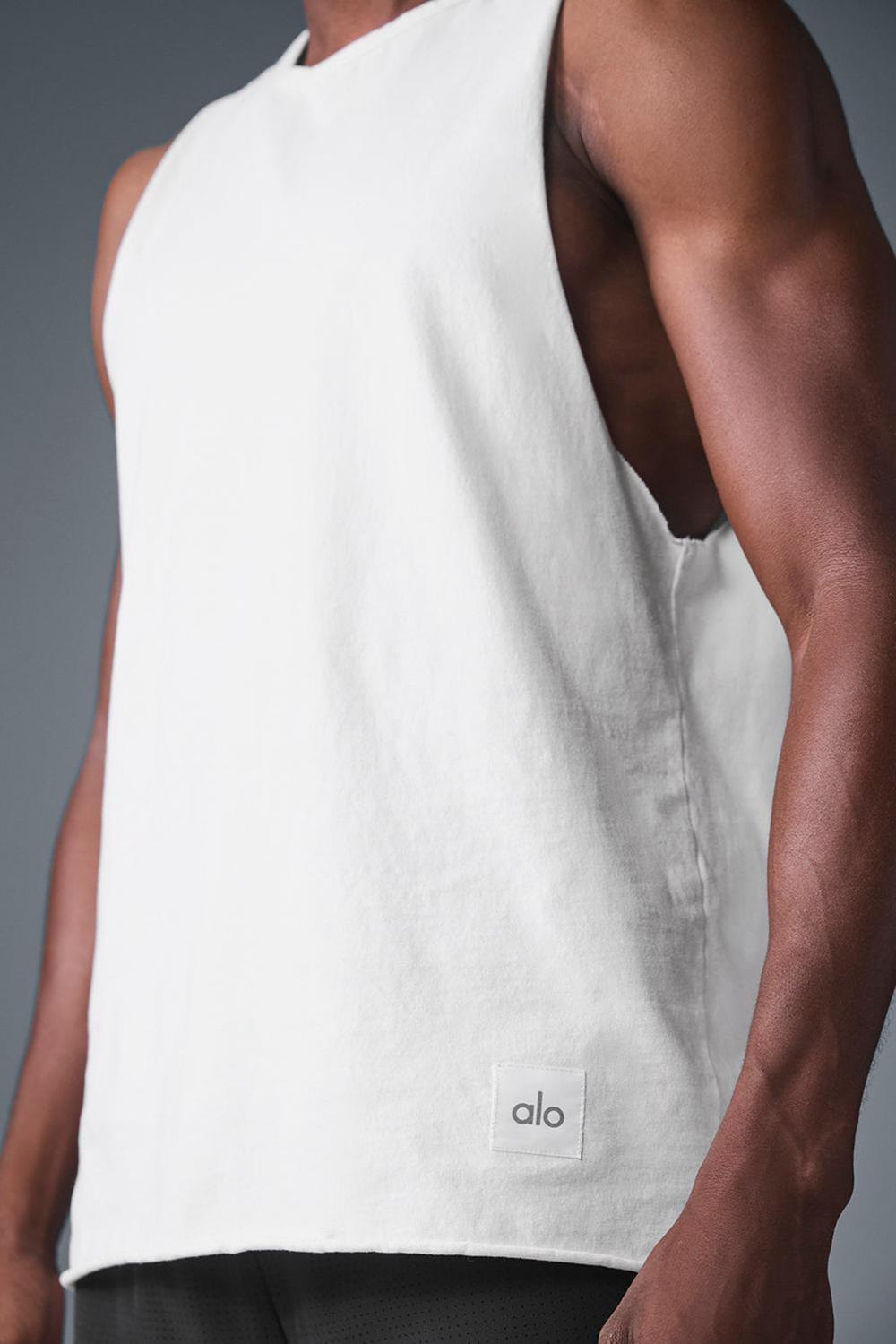 Alo Yoga Society Raw Edge Uomo Tank Bianche | Italia  SBM-153086