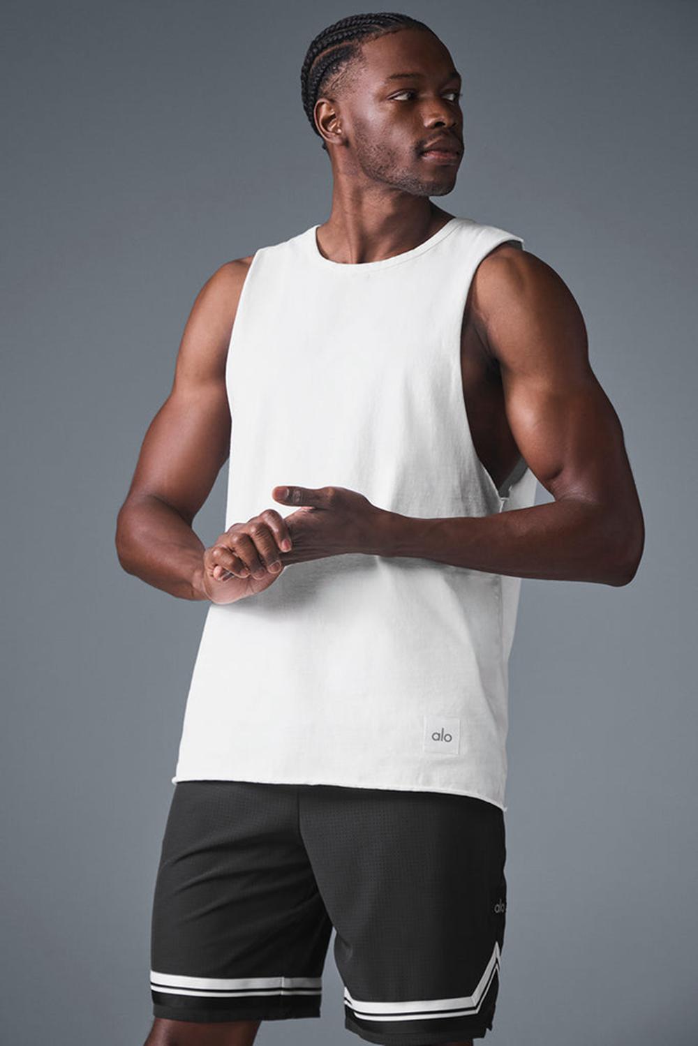 Alo Yoga Society Raw Edge Uomo Tank Bianche | Italia  SBM-153086