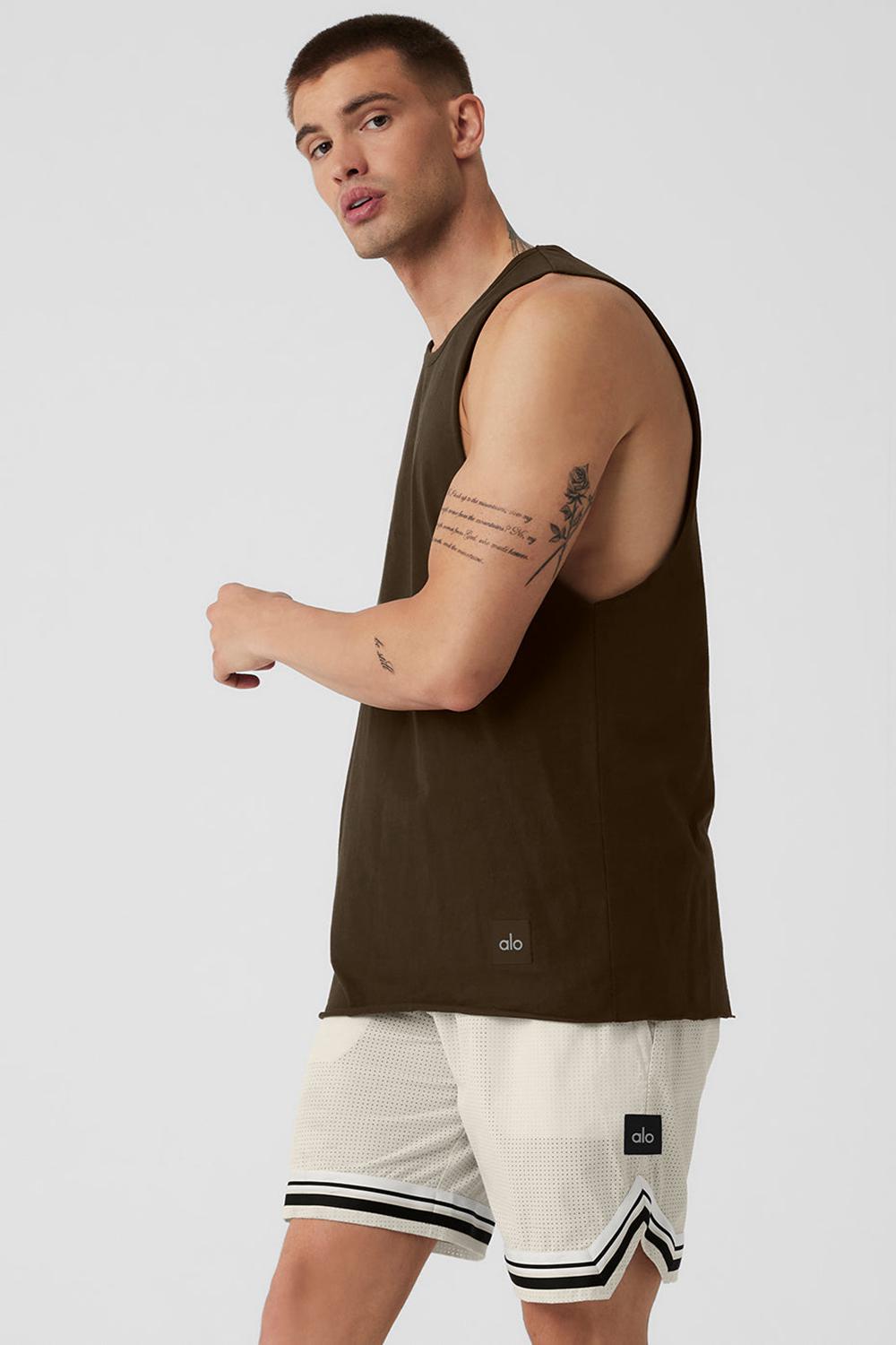 Alo Yoga Society Raw Edge Uomo Tank Espresso | Italia  ZRU-738026
